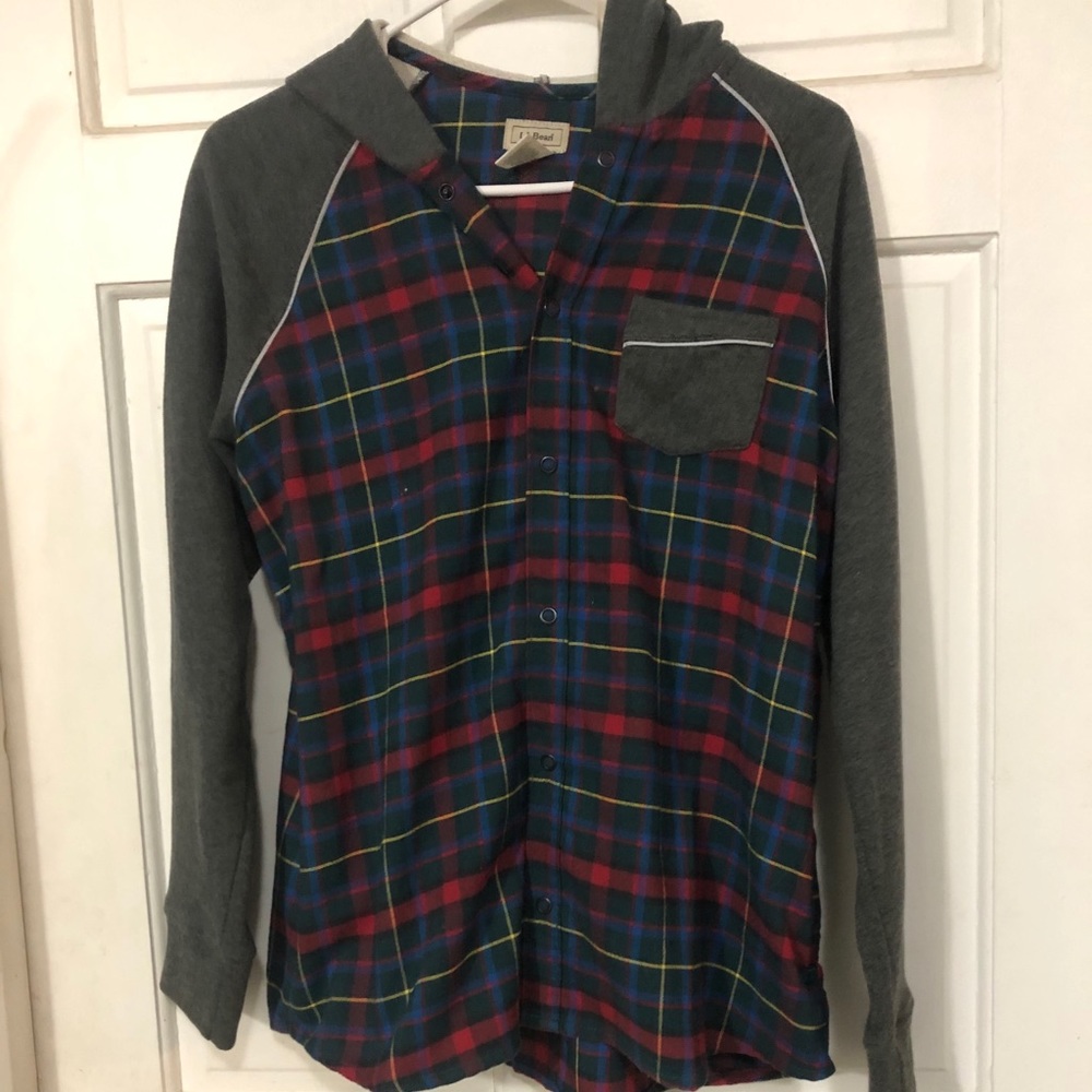 Ll Bean hooded button up sweater